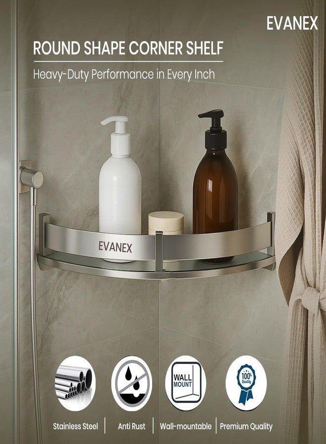 EVANEX Bathroom Corner Shelf | 12x12 Inch 304 Stainless Steel Wall-Mounted Organizer | Rustproof Bathroom Storage Rack | Corner Shelf for Toiletries, Towels & Bathroom Accessories - Image 2